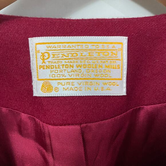 Pendleton Vintage Red & Blue Houndstooth Wool Blazer Jacket Button Closure Sz 14 - Picture 5 of 10